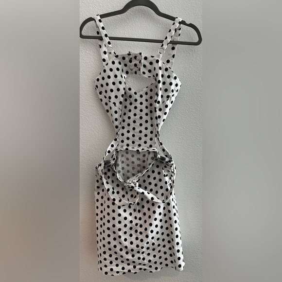 Unique Vintage Black and White Polka Dot Skort Romper with pockets size Med - Picture 7 of 9